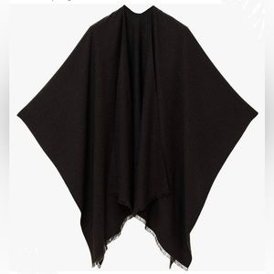 NWT MELIFLUOS (Amazon) Women's Shawl Wrap Poncho Ruana Cape Open Front in Black